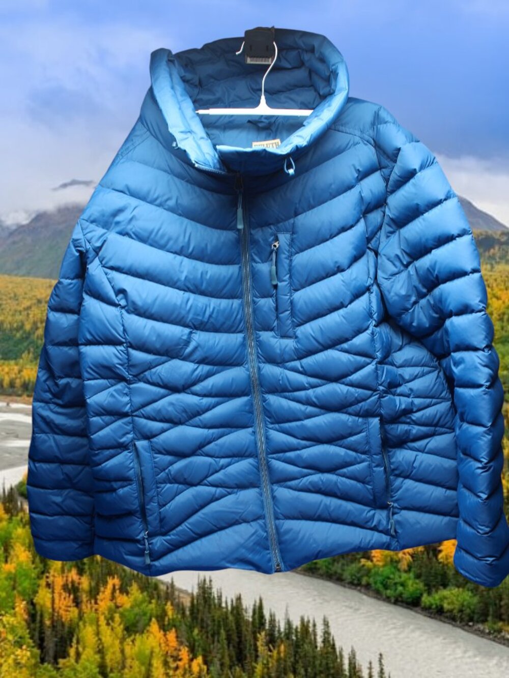 Duluth Trading Co Womens Duck Down Puffer Jacket XL Packable Blue Cordura